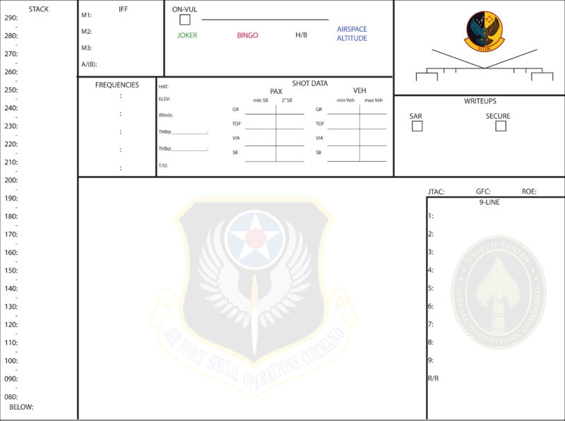 Air Force 551-SpecOps-Pilot Tracking - magnetic 24&quot;w x 18&quot;h custom printed whiteboard