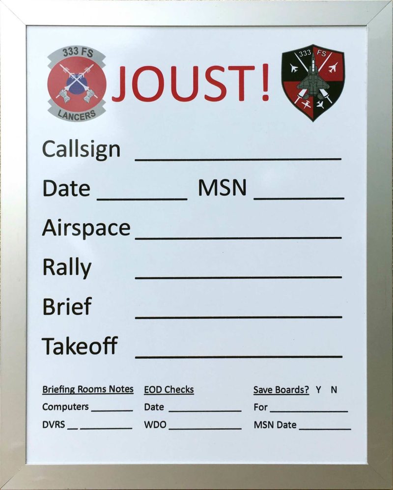 Air Force Joust Board - Magnetic 11&quot;w x 14&quot;h custom size, custom printed, custom design whiteboard