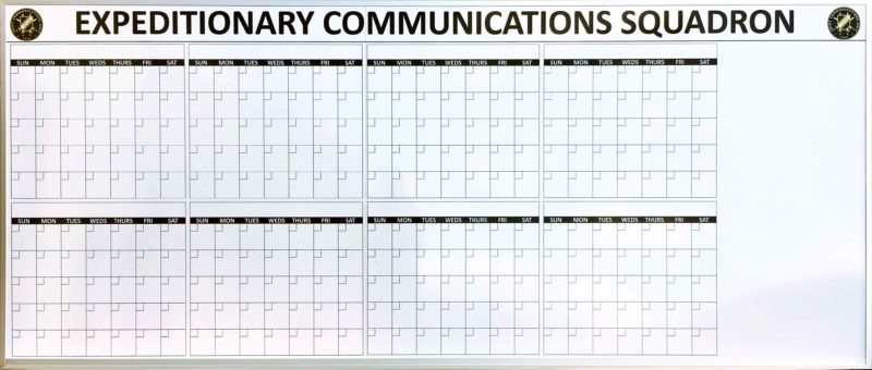 Army Fort Bragg Calendar Board - Magnetic Extra Large Board 114&quot;w x 48&quot;h custom printed whiteboard