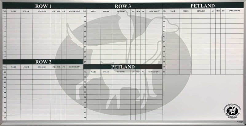 Brevard Humane Society Kennel Board - Magnetic 72"w x 48"h veterinary custom printed whiteboard with tray