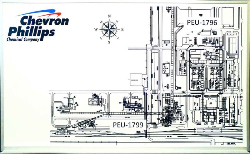 Chevron Phillips Site Plan Map - magnetic 72"w x 48"h custom printed whiteboard