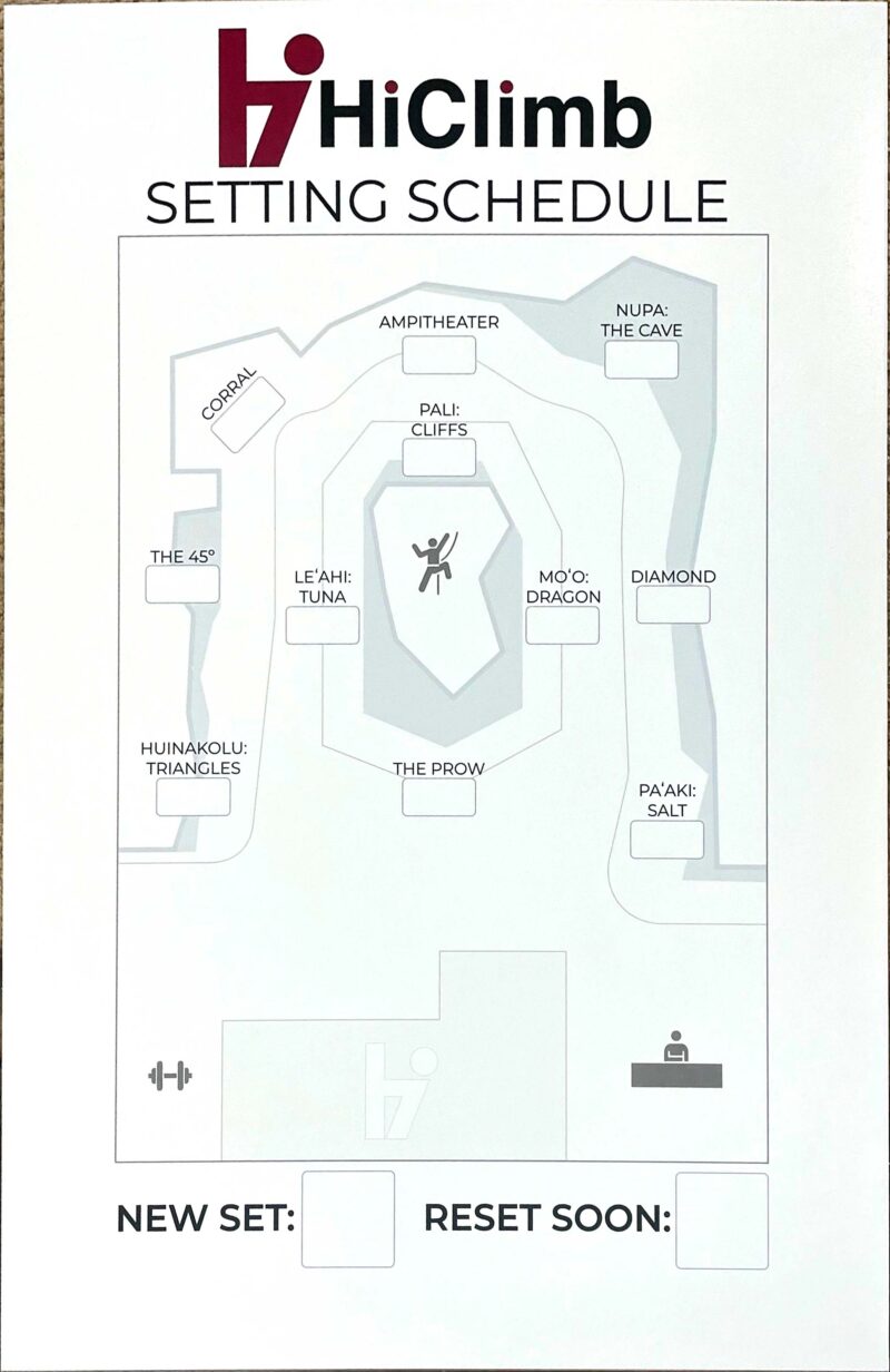 HiClimb Setting Schedule Whiteboard 24&quot; x 36&quot;