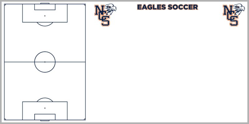 NCS School Soccer Board - magnetic 96"w x 48"h full size soccer field custom printed with logo on dry erase