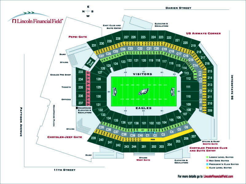 Philadelphia Eagles Football Lincoln Financial Field stadium Seating Chart - magnetic 48&quot;w x 36&quot;h custom printed whiteboard