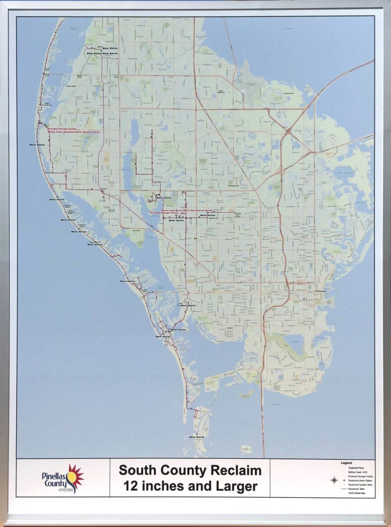 Pinellas County Dry Erase Map - Magnetic 36&quot;w x 48&quot;h with tray custom printed custom designed