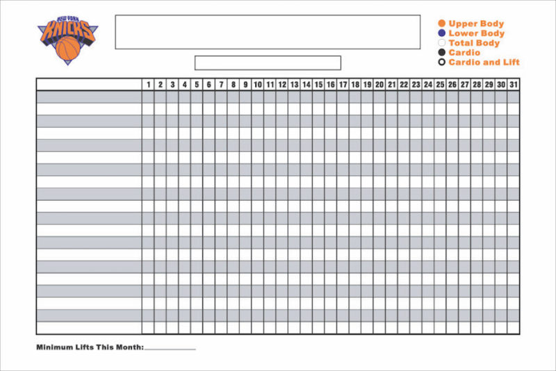 New York Knicks Basketball Training Schedule - Magnetic 72"w x 48"h custom printed monthly tracking
