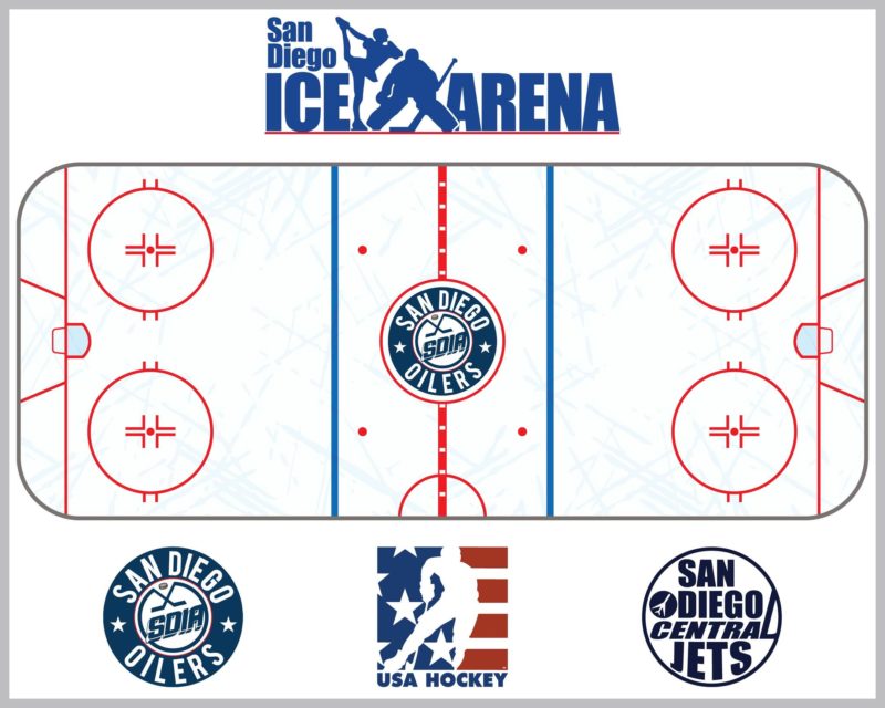 San Diego Area Ice Rink Arena - Non-magnetic 48"w x 48"h custom printed with logos