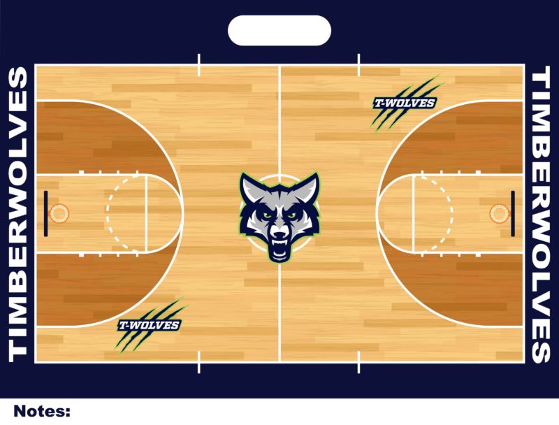 Timberwolves Basketball Coaches Sideline Board custom printed whiteboard logo
