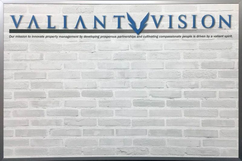 Valiant Vision Board - magnetic 36"w x 24"h  custom printed with brick watermark