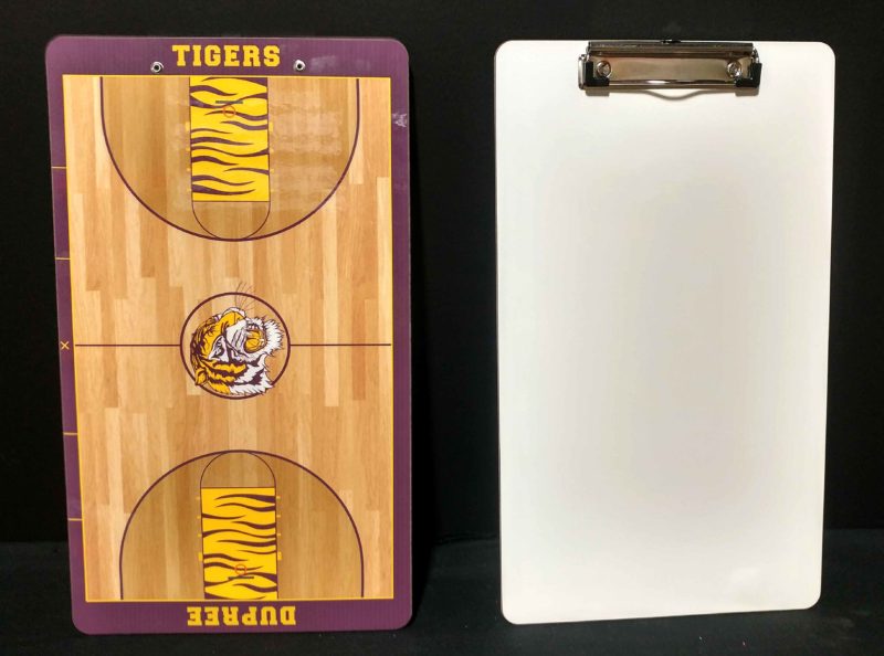 Dupree Tigers Coaches Double Sided Clipboard - Custom printed with logo plain dry erase on the backside
