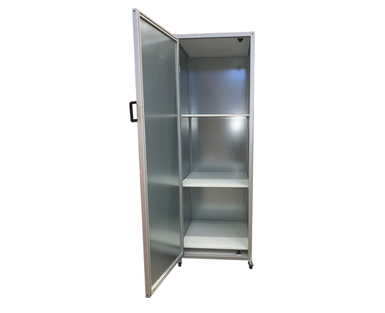 Mobile Whiteboard Cabinet with door and shelves