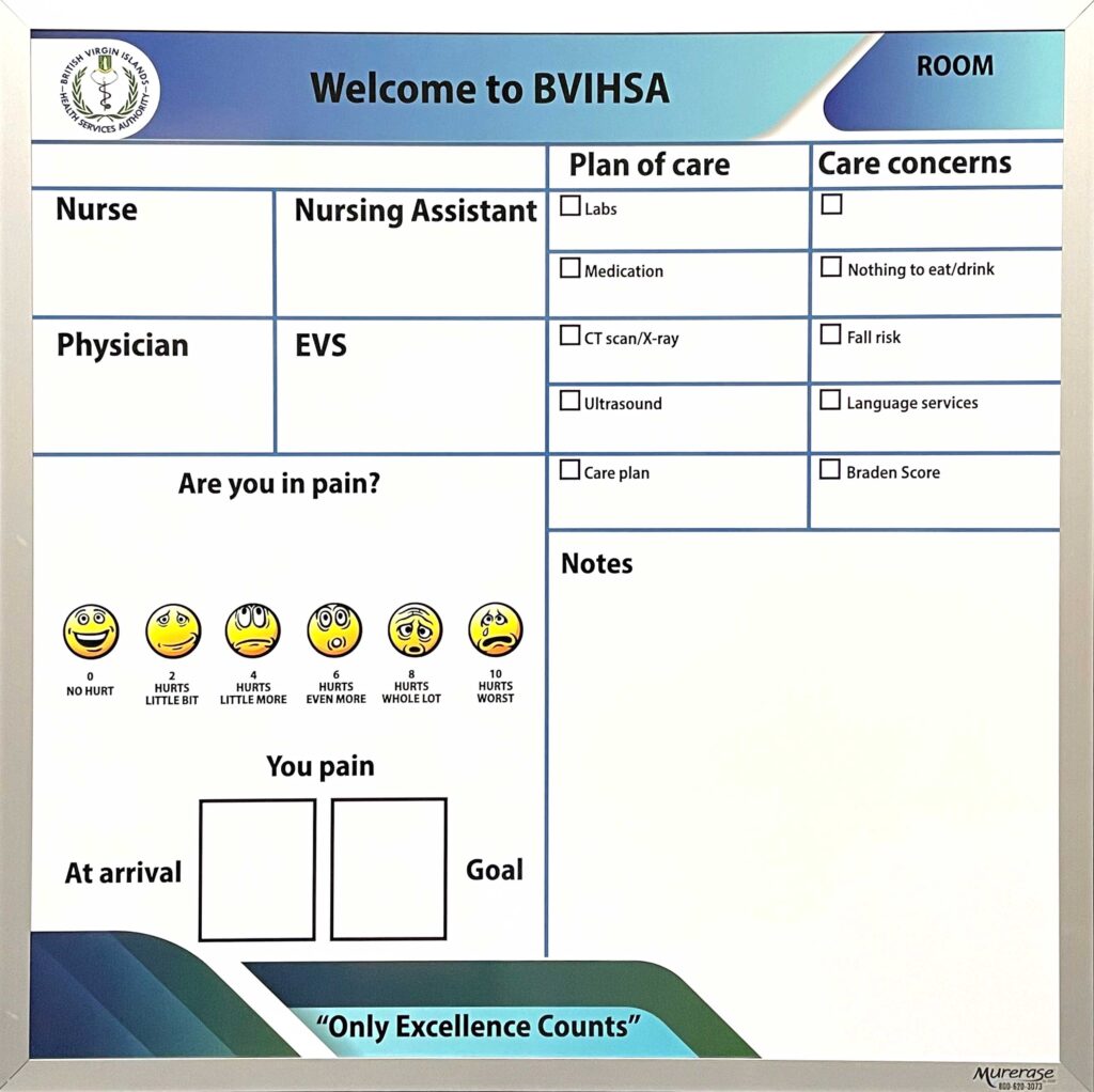 Magnetic Custom Printed Hospital Whiteboard for British Virgin Islands