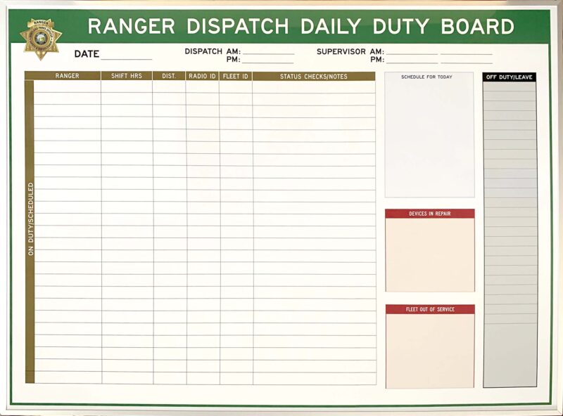 Ranger Dispatch Daily Duty Board